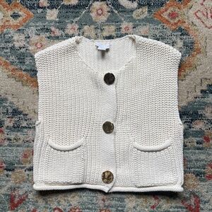 House of Harlow 1960 Cream Knit Cardigan Vest Medium